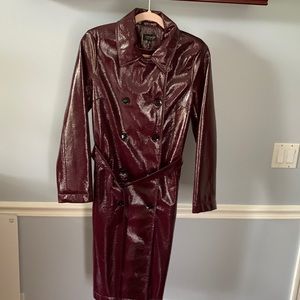 Topshop Crinkled Faux patent leather double breasted trench coat